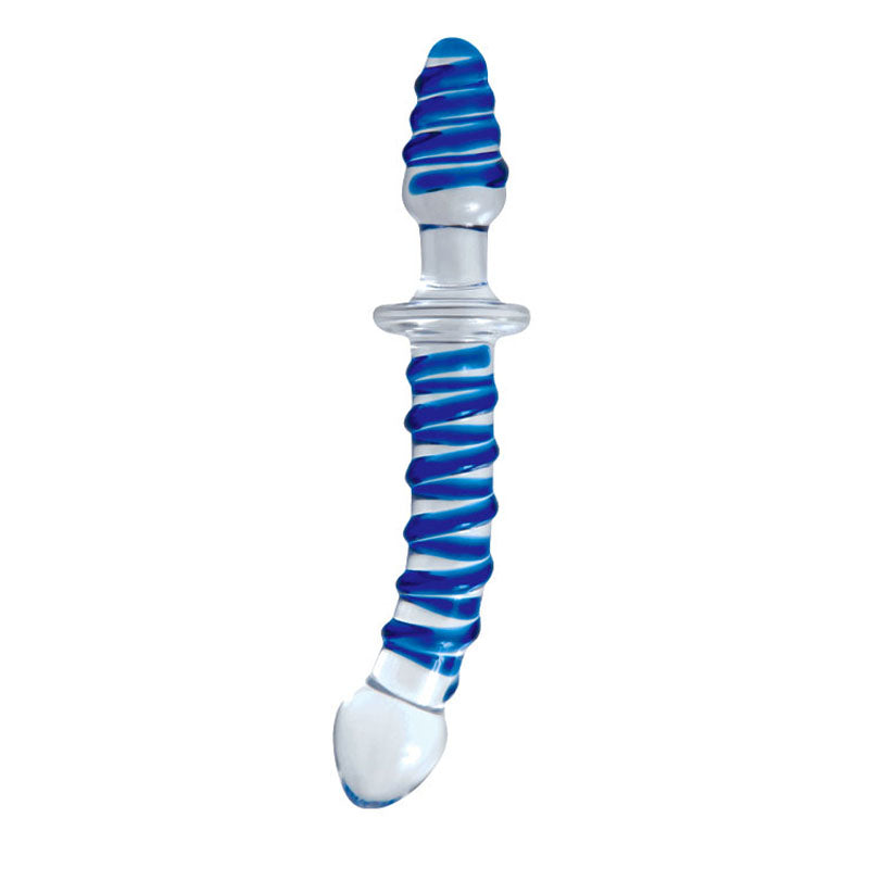 Adam & Eve Twisted Love Glass Dildo - Clear/Blue 24 cm (9.5) Double Ended Glass Dong