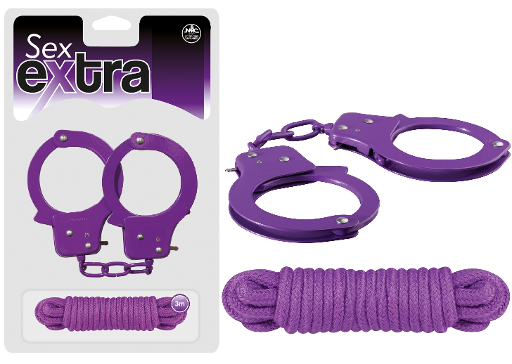 SEX EXTRA - METAL CUFFS & LOVE ROPE purple