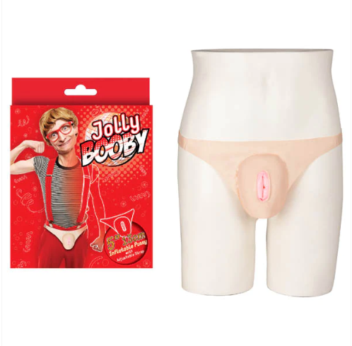 JOLLY BOOBY PVC INFLATABLE PUSSY 5" SMALL VAGINA WITH ADJUSTABLE STRAP