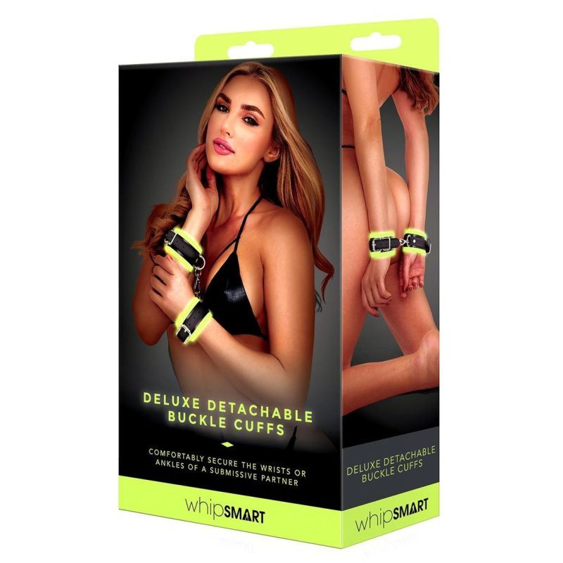 Glow In The Dark Deluxe Buckle Cuffs Black-WS1010