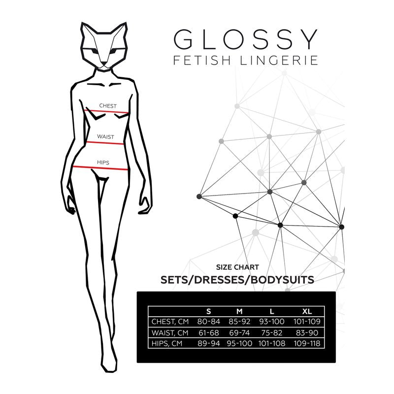 Glossy Wetlook Skirt and Bralette Set Heidi-955034-L