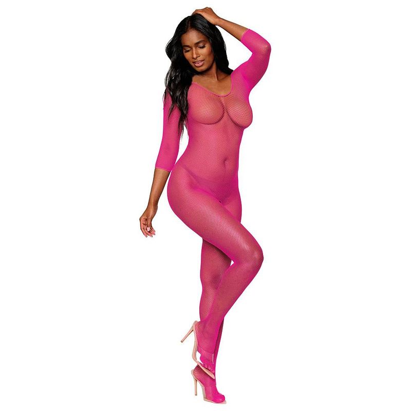 Dreamgirl Open Crotch Body Stocking Neon Pink-0015-NPK-O/S