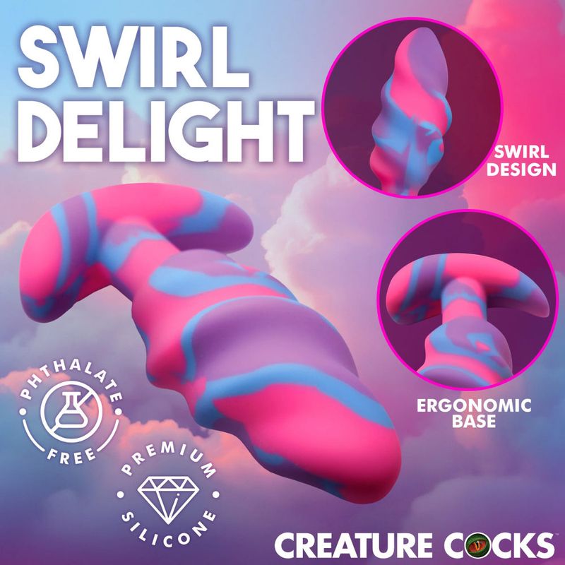 Unicorn Swirl Silicone Butt Plug Medium-AH706-M