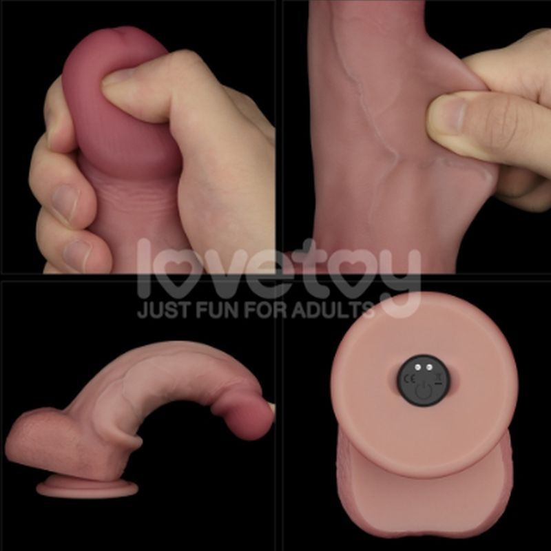 Vibrating Sliding Skin Pro II Silicone Dong 8in-LV417111