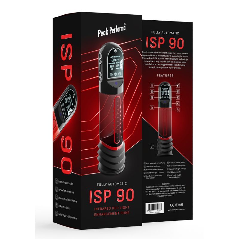 ISP90 Curve Infrared Automatic Penis Pump Red-PPP9990-RED
