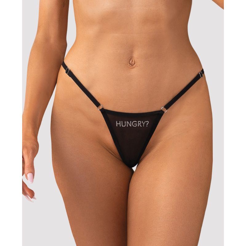 Hungry? Thong-7677-BLK-S/M