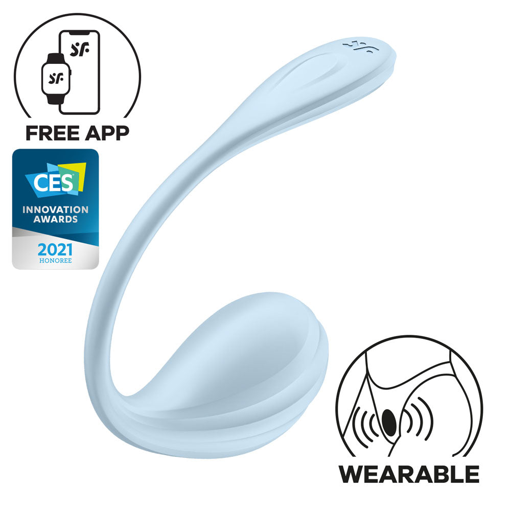 Satisfyer Smooth Petal - Light Blue - Light Blue USB Rechargeable Wearable Stimulator with App Control - 4002743