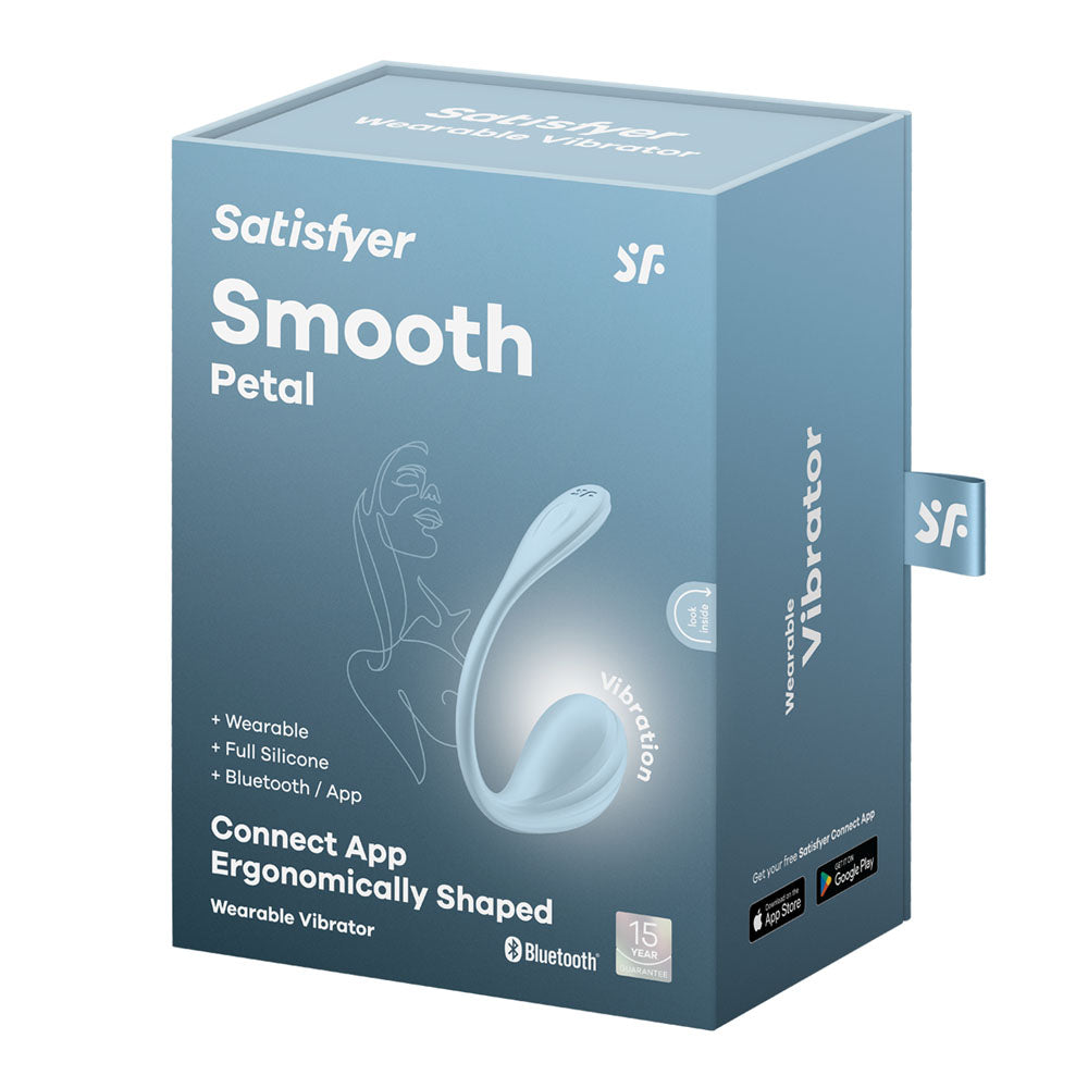 Satisfyer Smooth Petal - Light Blue - Light Blue USB Rechargeable Wearable Stimulator with App Control - 4002743