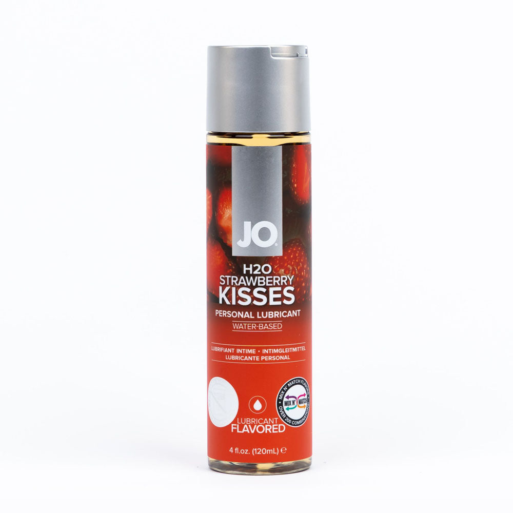JO H2O Strawberry Kisses Lube - 120 mL - Strawberry Flavoured Water Based Lubricant - 120 ml Bottle-40118