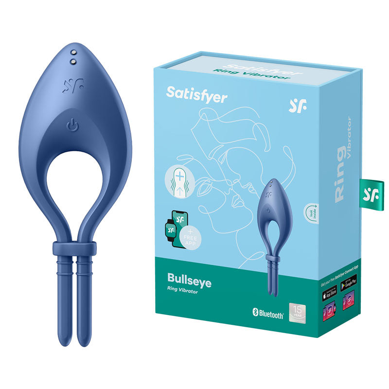 Satisfyer Bullseye - Blue - Blue Vibrating Adjustable Lasso Cock Ring - 4018362
