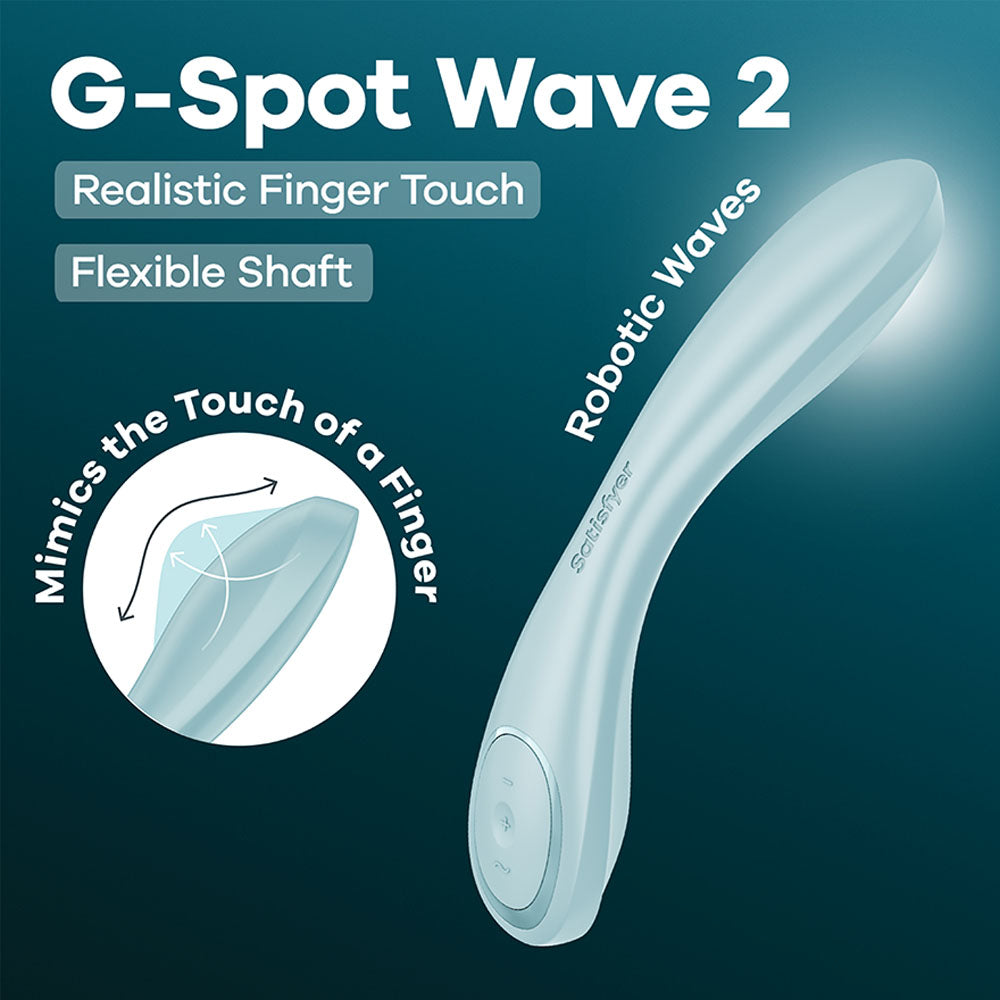 Satisfyer G-Spot Wave 2 - Ice Blue - Ice Blue 23.6 cm USB Rechargeable Flicking Tip Vibrator - 4045757