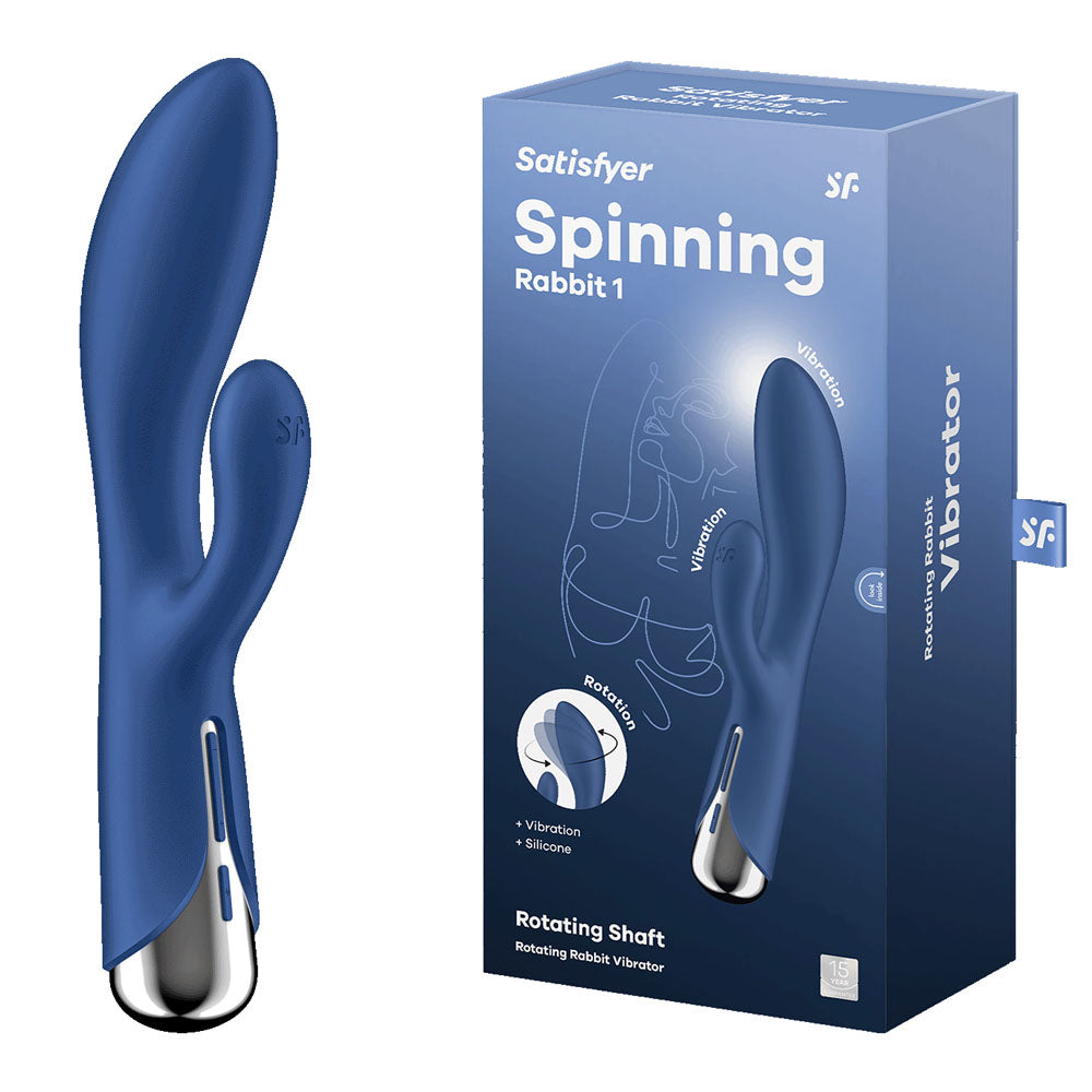 Satisfyer Spinning Rabbit 1 - Blue - Blue 20 cm USB Rechargeable Rotating Rabbit Vibrator - 4048734