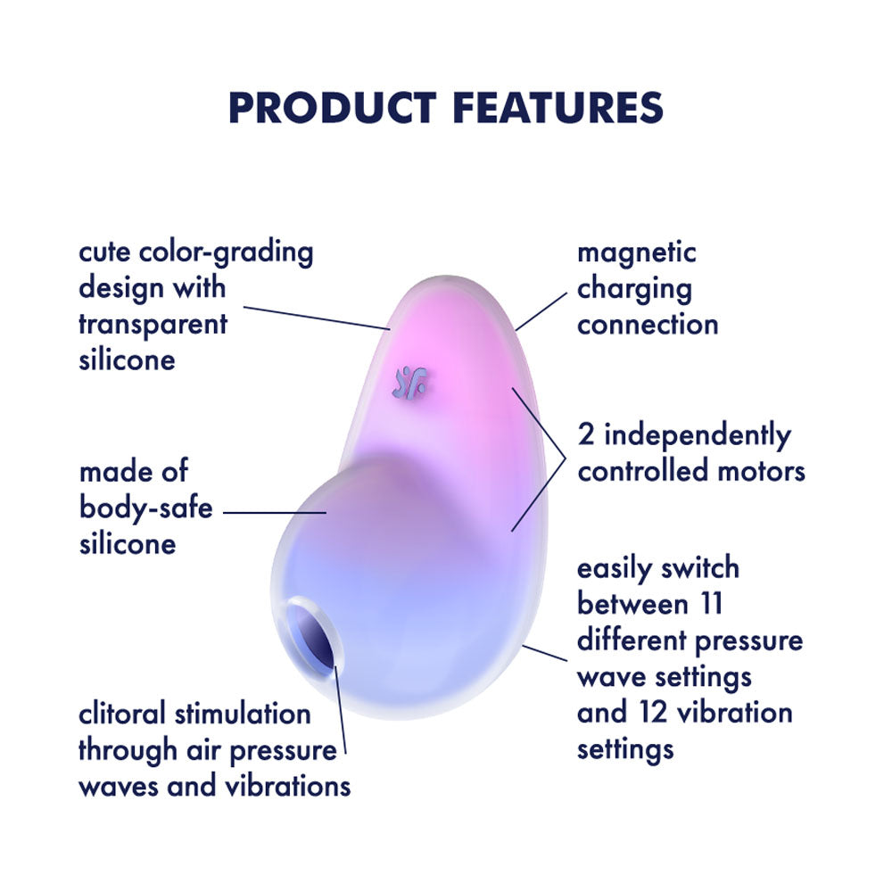 Satisfyer Pixie Dust - Violet/Pink - Violet/Pink USB Rechargeable Vibrating Air Pulse Stimulator - 4049731