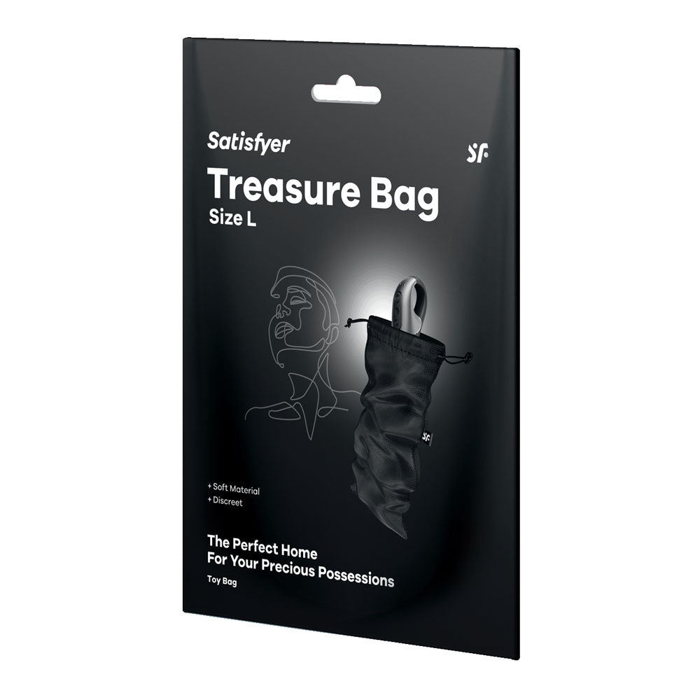 Satisfyer Treasure Bag Large - Black - Black Large Toy Storage Bag - 4059501