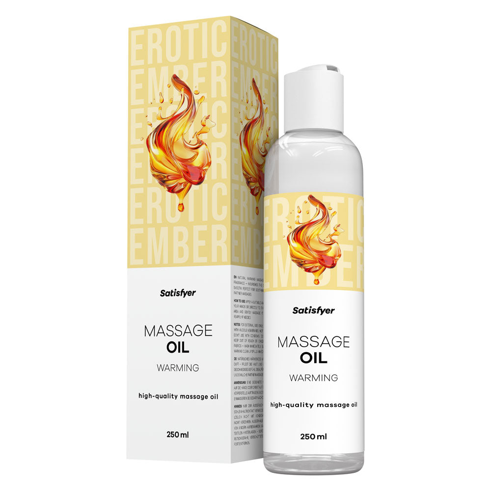 Satisfyer Massage Oil 250 ml Warming - Unscented Warming Massage Oil - 250 ml Bottle-4083148