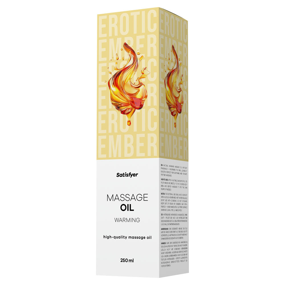 Satisfyer Massage Oil 250 ml Warming - Unscented Warming Massage Oil - 250 ml Bottle-4083148