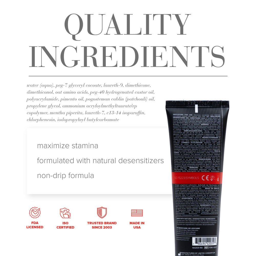 JO Prolonger Gel - 60 mL - Penis Desensitising Gel - 60 ml Tube-42031