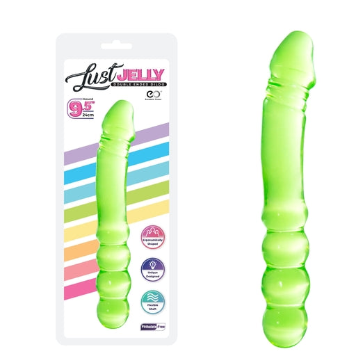 LUST JELLY PVC 9.5 DOUBLE DONG - GREEN