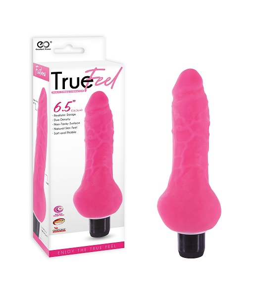 TRUE FEEL REALISTIC TPR VIBRATOR 6.5" - PINK