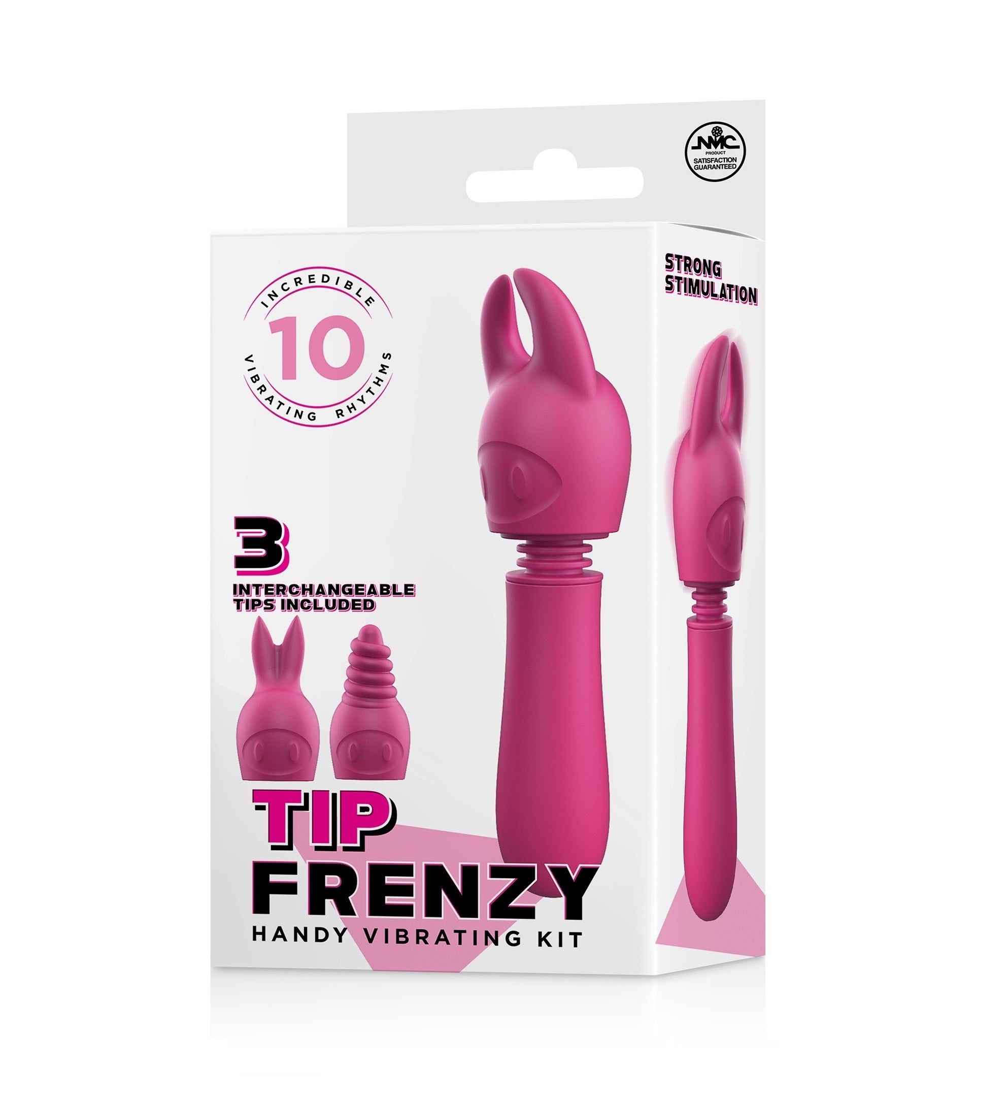 TIP FRENZY SILICONE VIBE WITH 3 INTERCHANGEABLE TIPS - GREEN