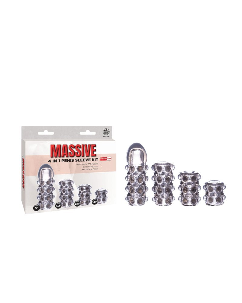 4 IN 1 TPE PENIS SLEEVE KIT SET IN SMOKY COLOR-647291