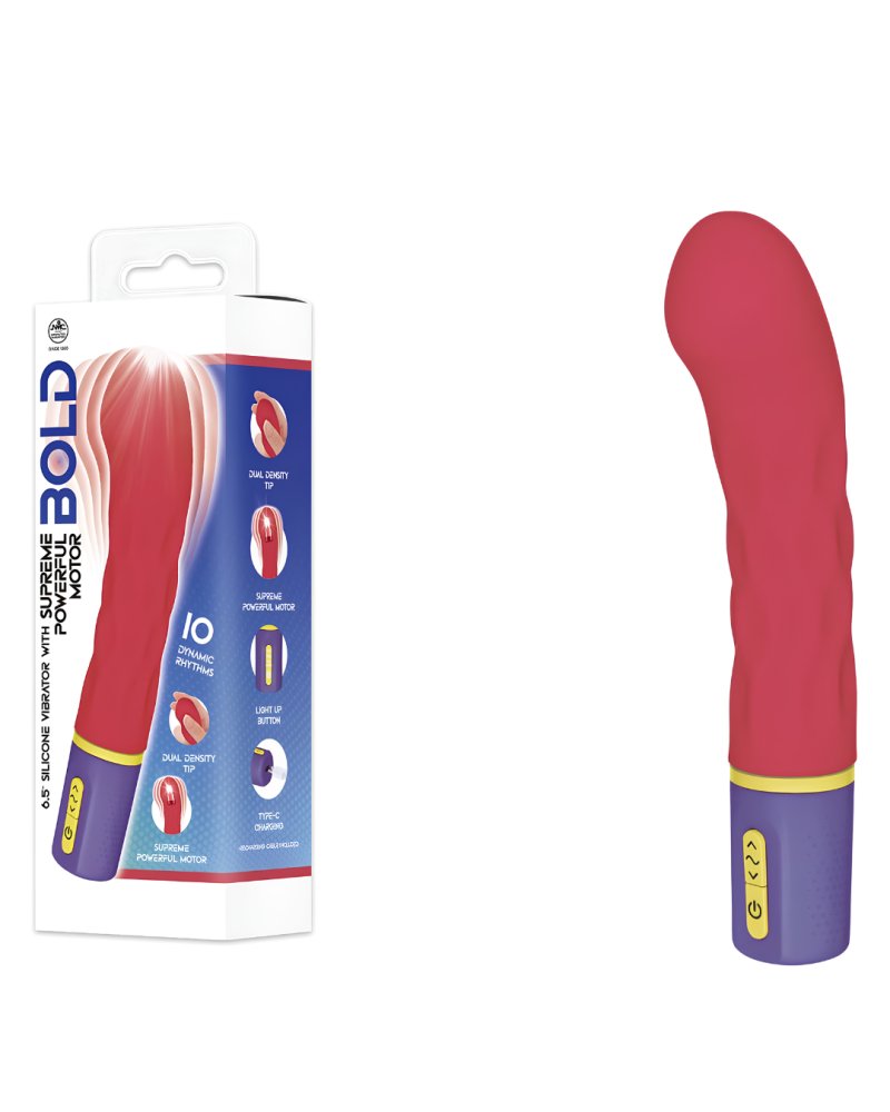 BOLD AROUND 6.4in SILICONE RECHARGEABLE VIBRATOR WITH VARICOLORED CONTR...-648397