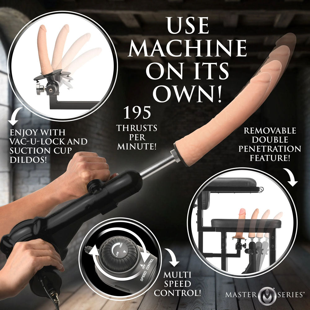 Master Series Enforcer Chair with Sex Machine - Deluxe Restraint Chair with Mains Powered Sex Machine-AH645