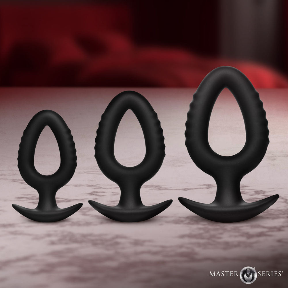 Master Series Pop Plugs - Black Anal Plug Trainer Set - Set of 3 Sizes-AH770