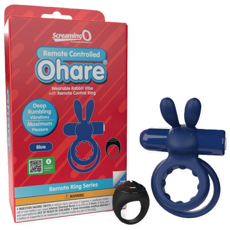 Screaming O Remote Controlled Ohare Vibrating Ring - Blue-ARCHAR-BU