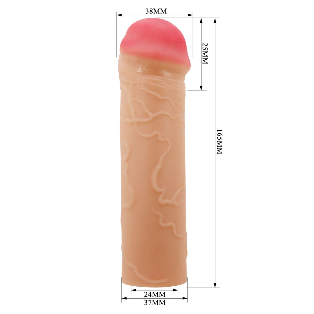 Party Up OSCAR 1 Inch Extender Sleeve - Flesh 1 Inch Penis Extender Sleeve-BI-026252-PU