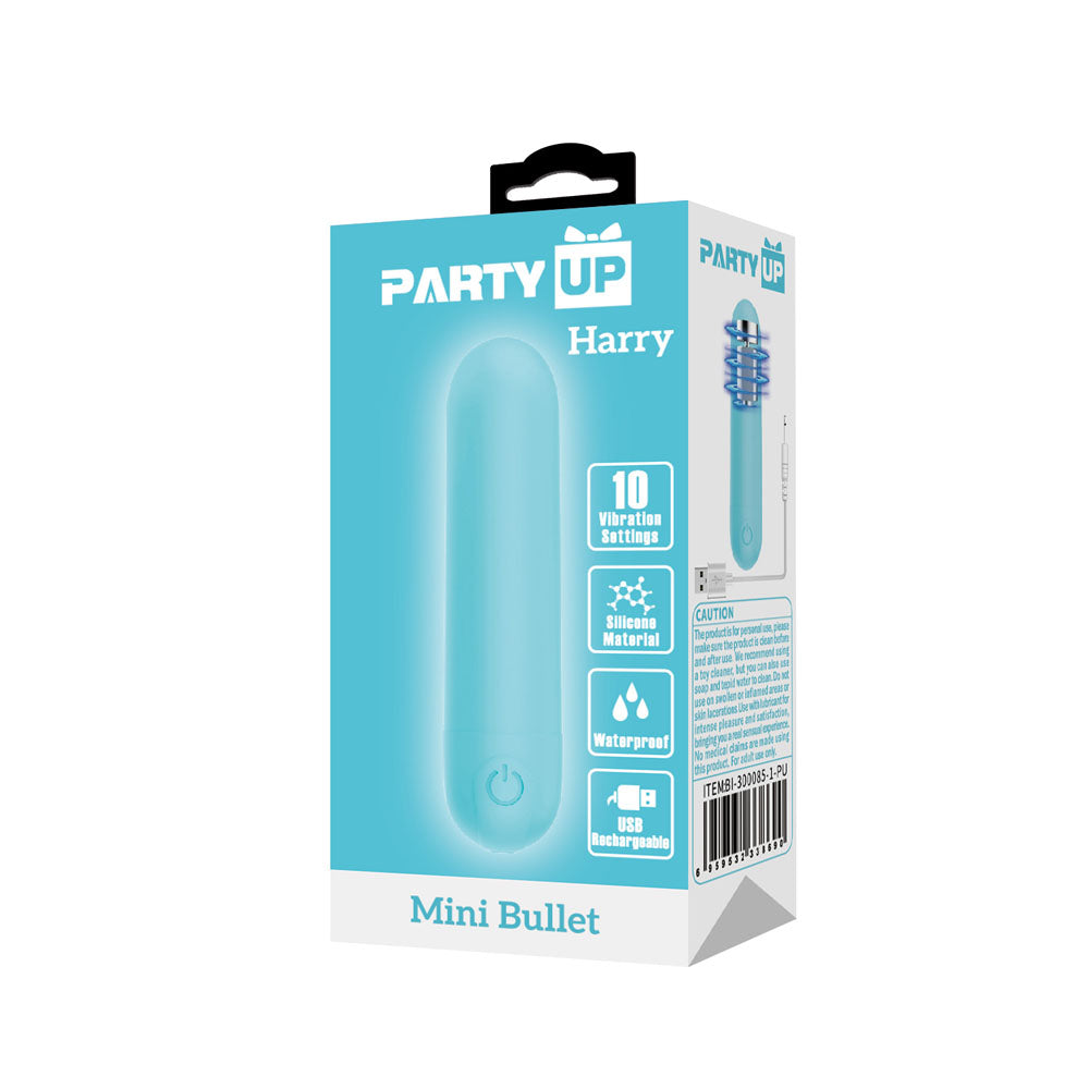 Party Up HARRY Mini Bullet - Teal - Teal 8 cm USB Rechargeable Bullet-BI-300085-1-PU