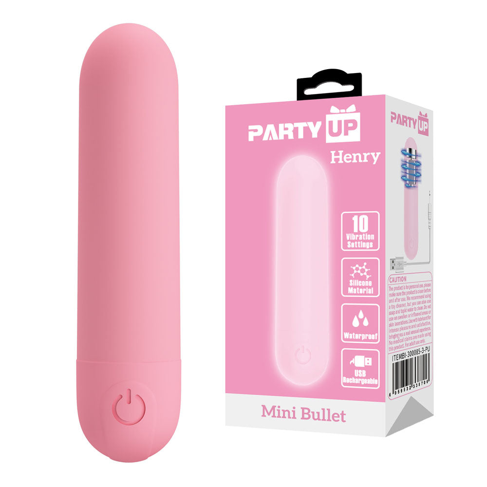 Party Up HENRY Mini Bullet - Pink - Pink 8 cm USB Rechargeable Bullet-BI-300085-3-PU