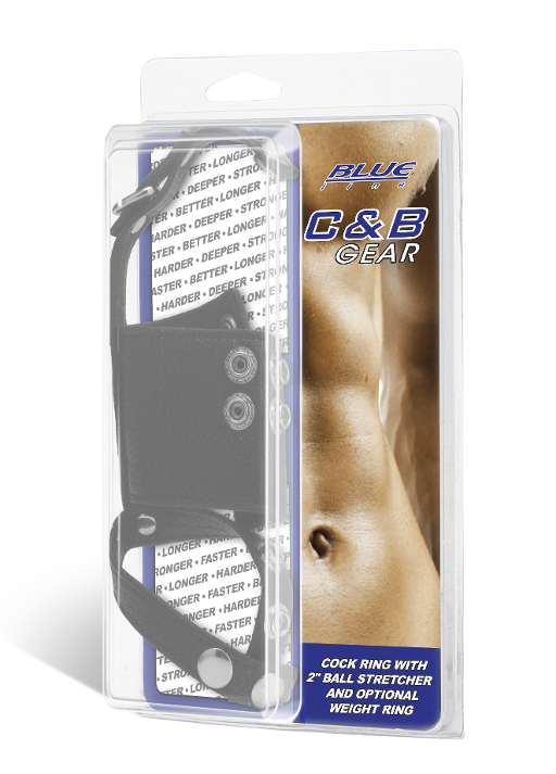 Blue Line COCK RING WITH 2" BALL STRETCHER AND OPTIONAL WEIGHT RING