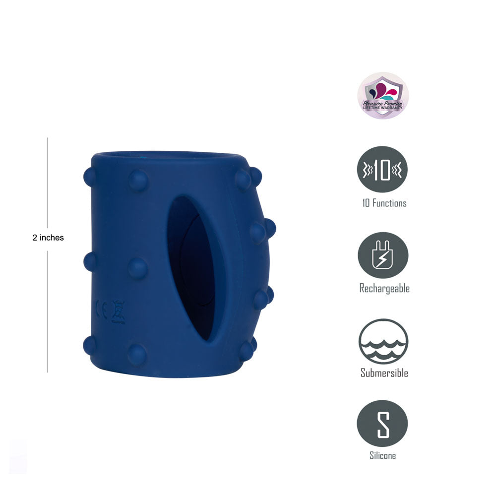 Maia ROMEO - Blue - Blue USB Rechargeable Vibrating Girth Enhancer Sleeve-BO-25-21-BLUE