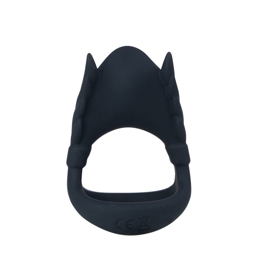 Maia ROCKY - Black - Black USB Rechargeable Vibrating Cock & Balls Ring-BO-25-22-BLACK