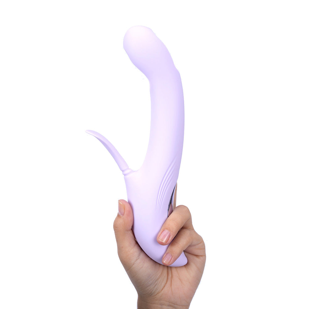 Maia CHARLI - Lavender 22.9 cm USB Rechargeable Flapping & Tapping Rabbit Vibrator - BO-25-30-LAV