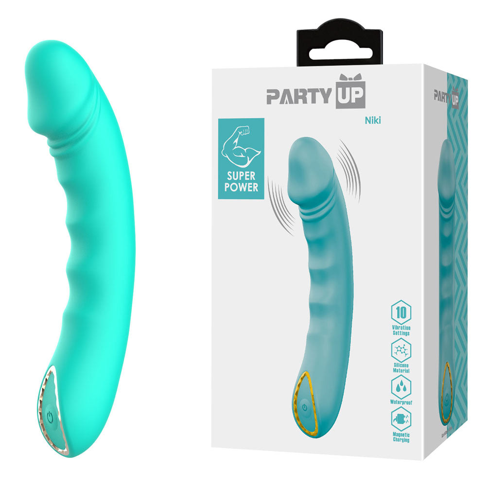Party Up NIKI - Teal - Teal 15.4 cm USB Rechargeable Vibrator-BP-W00007