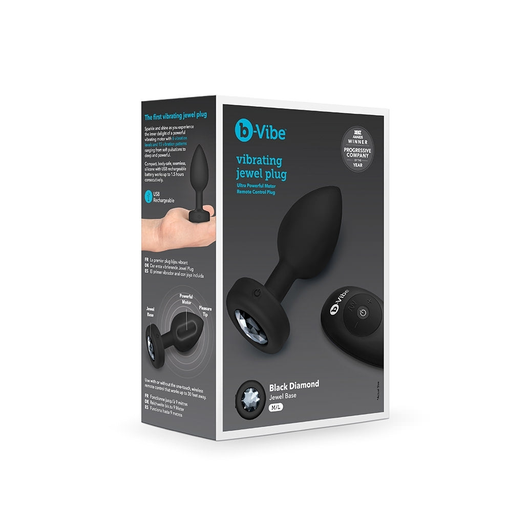VIBRATING JEWEL PLUG M/L BLACK