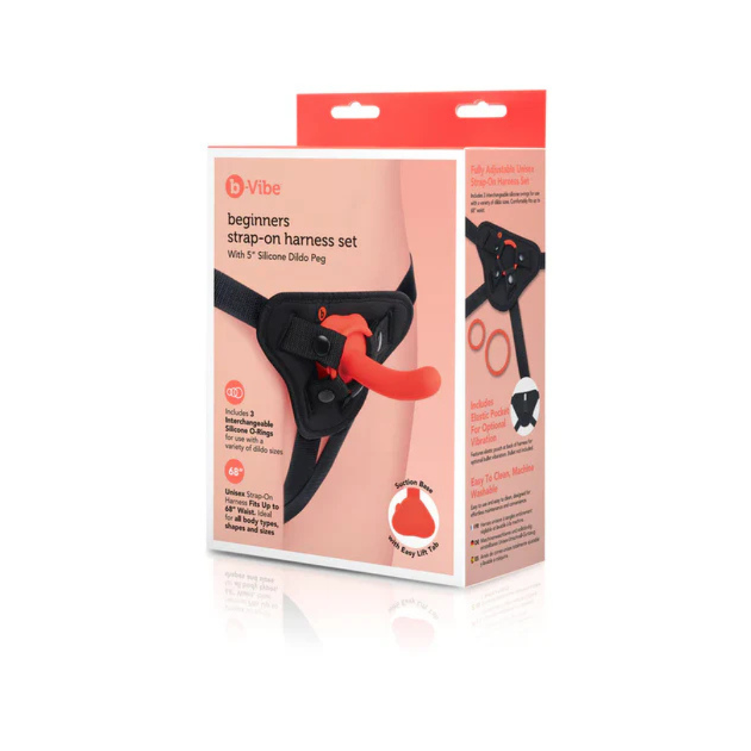 B-Vibe BEGINNERS STRAP-ON HARNESS SET WITH 5” SILICONE DILDO PEG