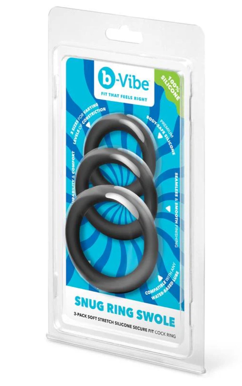b-Vibe Snug Ring Swole - 3-Pack Snug Fit Thick Silicone Cock Ring-BV-128