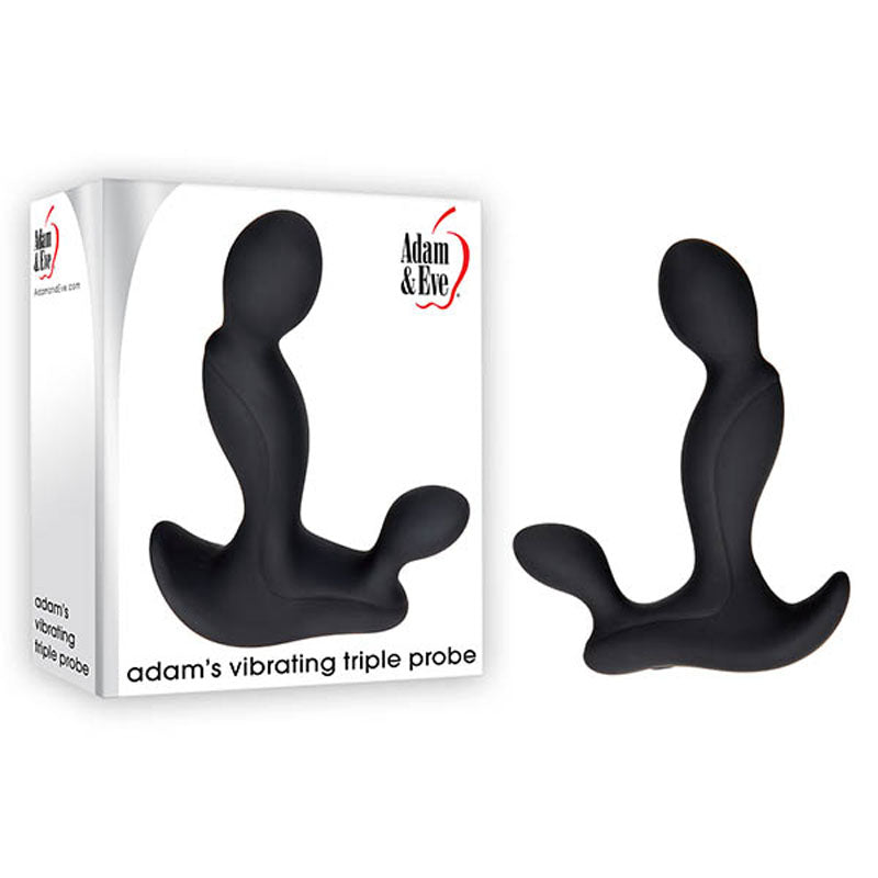 Adam & Eve Adams Vibrating Triple Probe - Black USB Rechargeable Prostate Massager