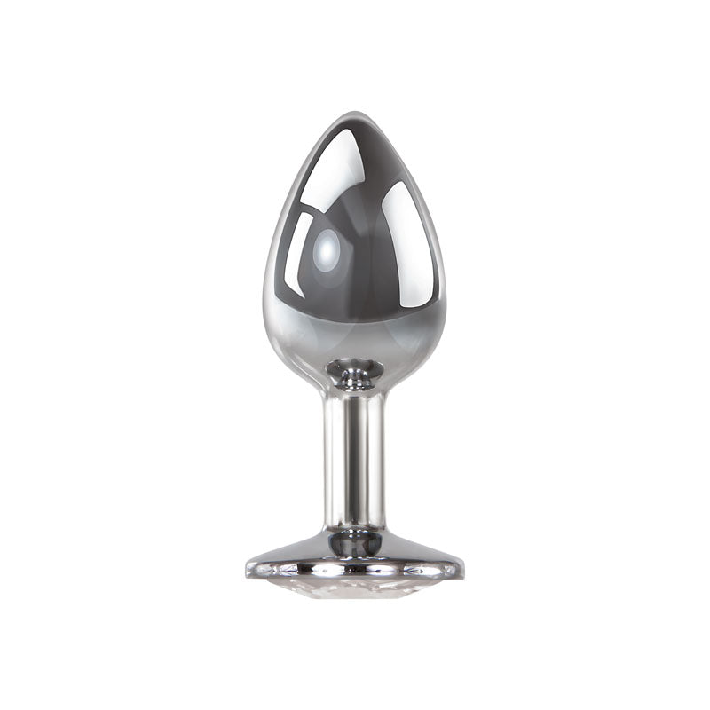 Adam & Eve Clear Gem Anal Plug - Small - Metallic 7.1 cm Small Butt Plug with Clear Gem Base - C656 2458