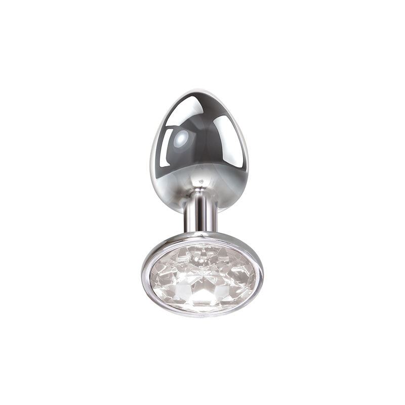 Adam & Eve Clear Gem Anal Plug - Small - Metallic 7.1 cm Small Butt Plug with Clear Gem Base - C656 2458