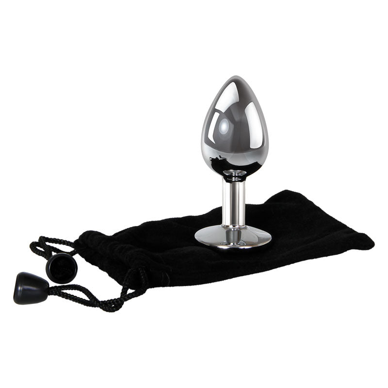 Adam & Eve Clear Gem Anal Plug - Small - Metallic 7.1 cm Small Butt Plug with Clear Gem Base - C656 2458