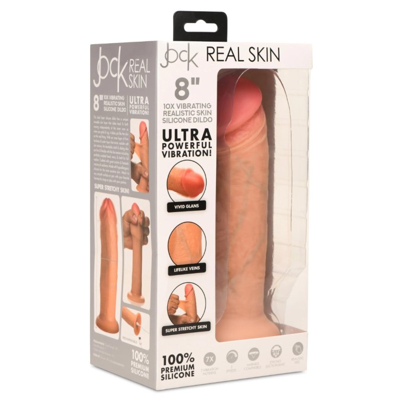 JOCK 8" Vibrating Realistic Skin Silicone Dildo
