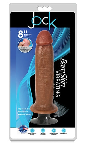 JOCK 8" Bareskin Vibrating Dong No Balls Latte