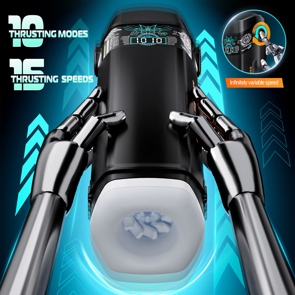 CyberSkin The Titan - Black USB Rechargeable Thrusting & Vibrating Auto Masturbator with Heater - CS-BT-BLK