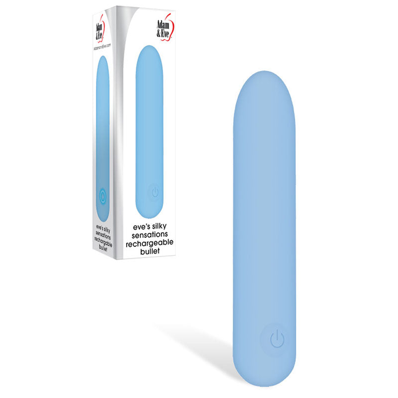 Adam & Eve Eves Silky Sensations Rechargeable Bullet - Blue 9.4 cm USB Rechargeable Bullet - E195 4000