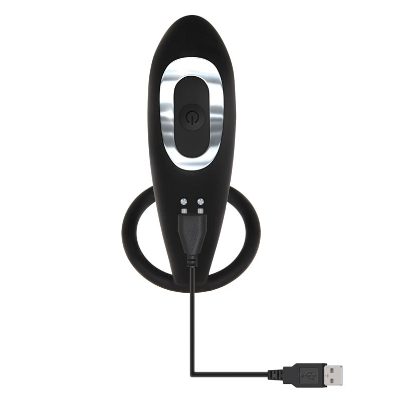 Adam & Eve Adams Rechargeable Prostate Pleaser & C-Ring - Black USB Rechargeable Anal Plug with