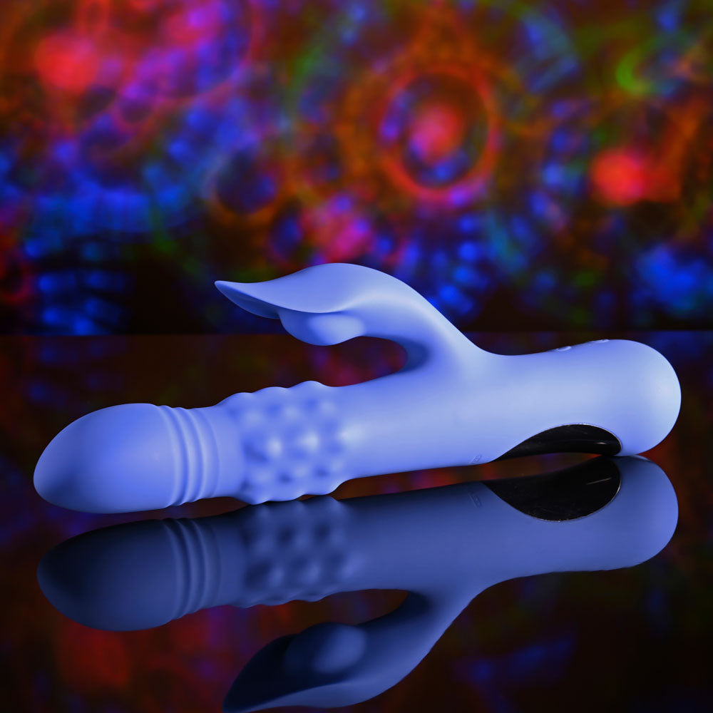 Evolved POP GOES THE O - Purple 24.7 cm USB Rechargeable Thrusting & Bulging Rabbit Vibrator-EN-RS-6510-2